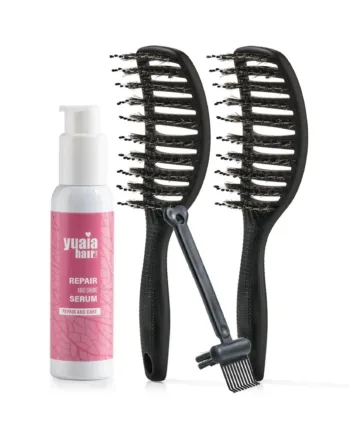 Ultimative Detangler Sæt   2 Stk Soft Black  Gratis Hårserum Og Cleaning Brush