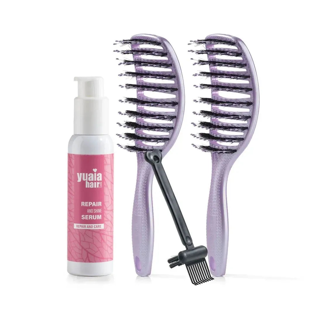 Ultimative Detangler Sæt   2 Stk Lavender  Gratis Hårserum Og Cleaning Brush