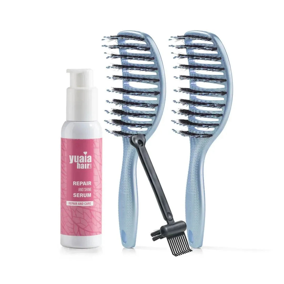 Ultimative Detangler Sæt   2 Stk Sky Blue  Gratis Hårserum Og Cleaning Brush