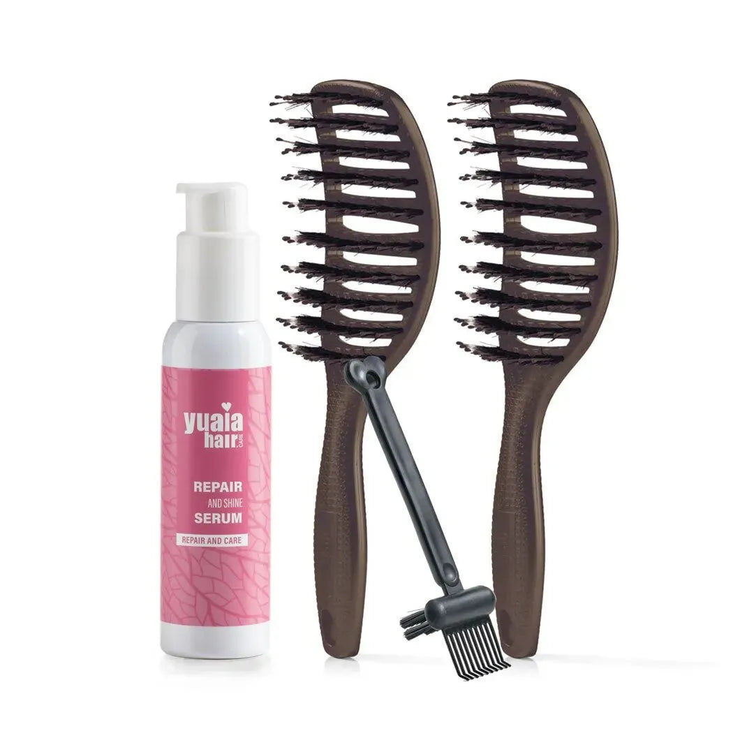 Ultimative Detangler Sæt   2 Stk Soft Espresso  Gratis Hårserum Og Cleaning Brush