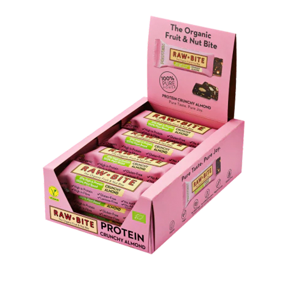 Rawbite Protein Crunchy Almond ø 50 G   Køb 12 Stykker Spar 10