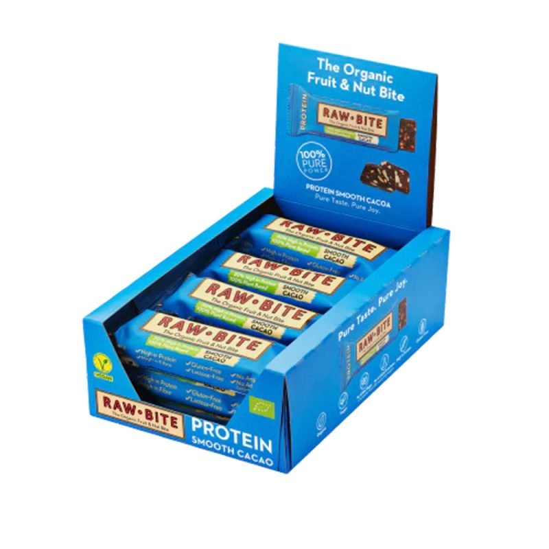 Rawbite Protein Smooth Cacao ø 50 G  Køb 12 Stk  Spar 10