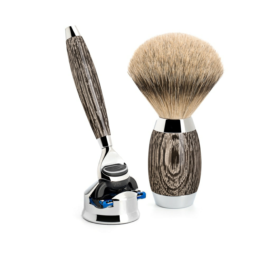 M? Hle Shaving Edition No  3  Barbersæt Med Skraber  Barberkost Og Holder Til Skraber  Moseeg   Sterling Sølv