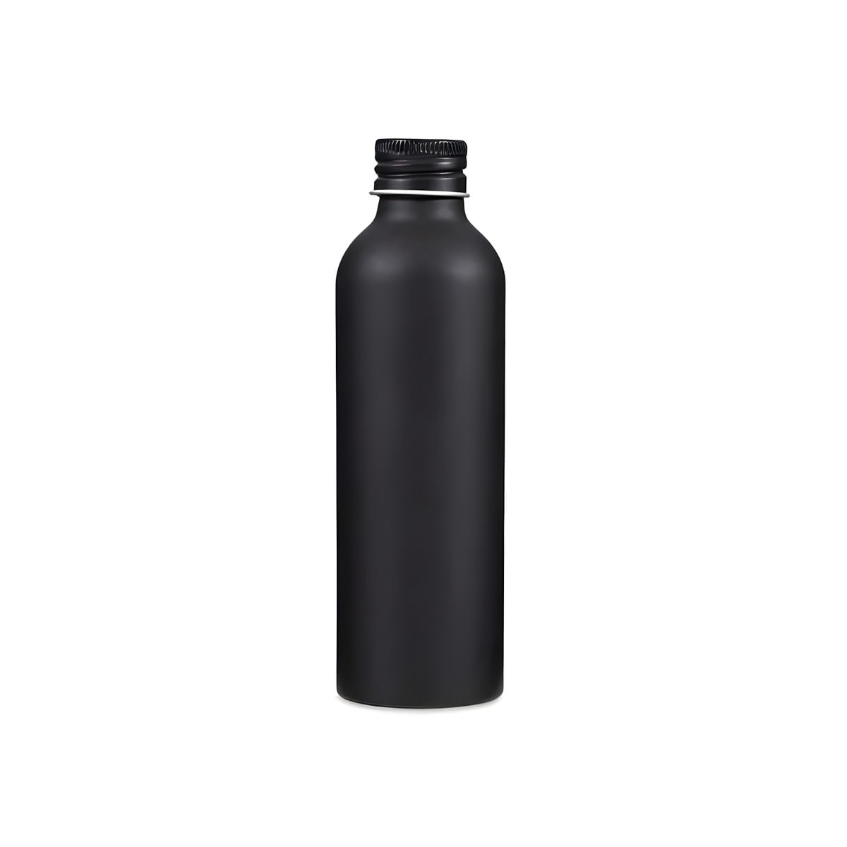 Aluminium Flaske 150 Ml Sort Med Låg  Lakbelagt  Skumgummipude   Hedenhus   Perfekt Til Væsker  Olier  Parfume