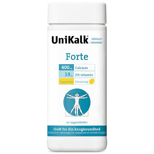 Orkla Unikalk Forte Tyggetablet M  Citrussmag 90 Tab  Udløb 02 26
